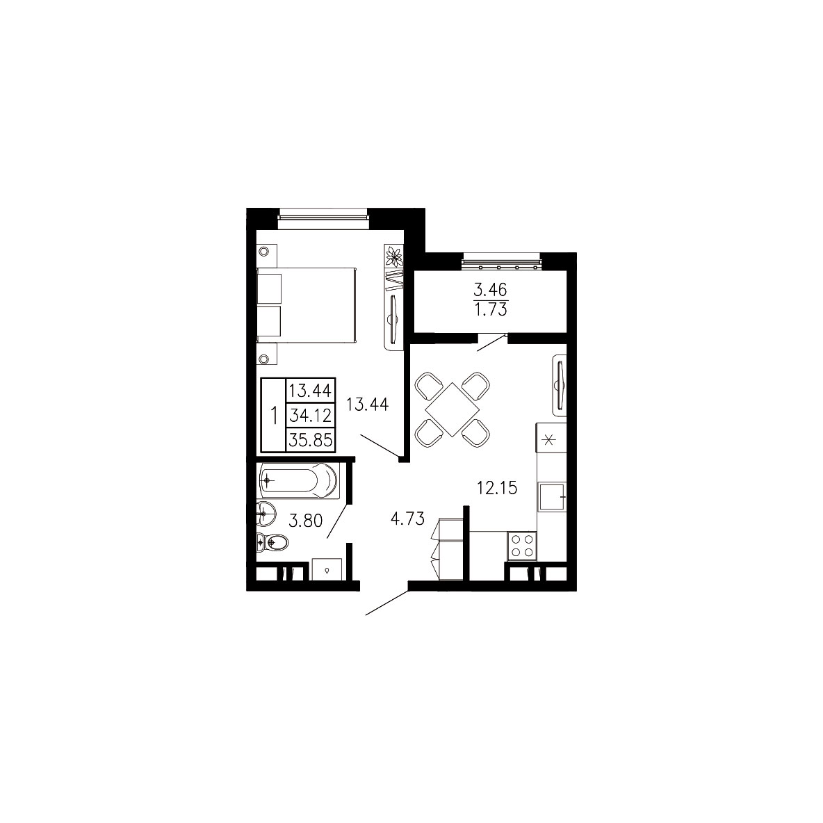 Просторы крыма Квартира №097